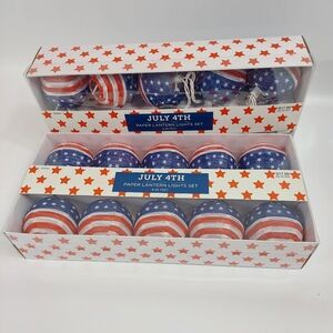 Hobby Lobby Patriotic America Flag Round Lantern Lights 2 Strings Of 6.5 Feet